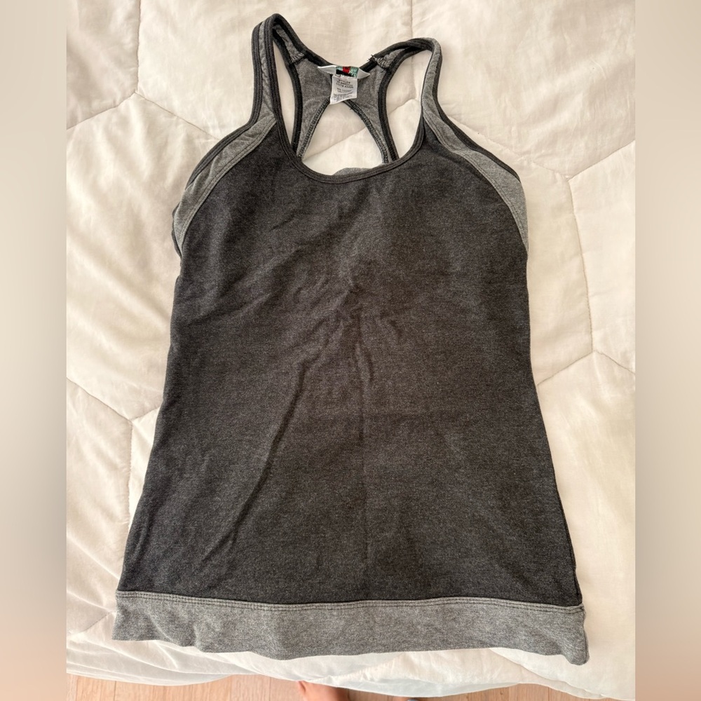 Gray Racerback Tank Top with built in bra
